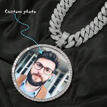 Bingkai Foto Bulat Ukuran Besar Kustom, Kalung Foto Bulat Gaya Hip-Hop, Aksesori Perhiasan Wanita, Bingkai Foto Zirkonia Kelas Atas, Liontin Pria - Bingkai foto gesper besar dengan permukaan kasar - View 1