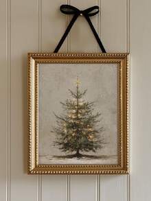1 Piece, Vintage Style Christmas Tree Pattern: Rustic Fir Tree, Neutral Holiday Decor - Santa Claus, Yuletide, Xmas, Christmas Day, Canvas Wall Decor, Popular Autumn Farmhouse Style Canvas Poster, Suitable For Modern Home Decor, Room, Living Room, Bathroom, Kitchen, Living Room, Home Decor. - A - View 2