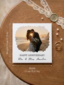1/3pcs Custom Photo And Text Anniversary Greeting Card, Personalized Oil‑Painting Style Picture Card, Happy Anniversary Keepsake Card For Couple - Multicolor - View 6