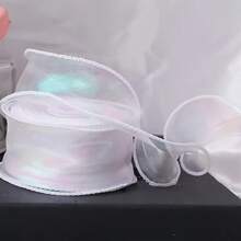 9m Fish Tail Organza Ribbon Reflective Iridescent Wavy Edge Ribbon For Gift Wrapping DIY Bows Bouquet Ribbon - A - View 9