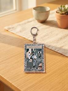 1pc/9Pcs Stamp Shaped Acrylic Keychain, Acrylic Backpack Pendant, Lightweight Backpack Key Charm, Vintage Stamp Acrylic Pendant, Backpack Decoration, Suitable For K-Pop Fans, Friends, Birthday Gift - Multicolor - View 7