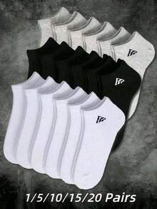 1/5/10/15/20/30 Pairs Unisex Sports Socks, White/Black/Grey Short Socks, Invisible Socks, Minimalist Fashion, Suitable For Daily Casual Wear, Random Color Style - Multicolor - View 11