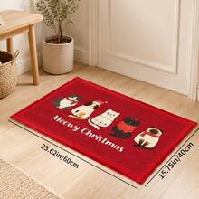 1pc Christmas Cat Pattern Printed Faux Cashmere Kitchen Mat, Christmas, Can Be Used As Christmas Gift, Christmas Decoration, Absorbent Kitchen Floor Mat, Kitchen Rug, Long Strip Foot Mat, Sink Front Mat, Suitable For Kitchen, Bathroom, Entryway, Hallway, Laundry Room And Home Decor - Multicolor - View 14