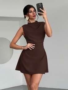 Women Mini Dresses - Dark Grey - View 2