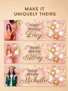 Personalized Photo And Name Birthday Banner, Custom Happy Birthday Backdrop, Balloon And Confetti Party Decoration, Picture Upload Celebration Banner For Birthday Party Events, Personalized Party Sign For Women, Men, Family And Friends - Multicolor - View 9