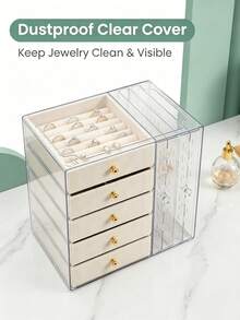 Jewelry Storage Box Necklace Earring Jewelry Organizer Dust-Proof Display Box Large Capacity - Multicolor - View 7
