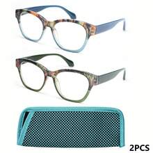 2Pcs Oversized Cat Eye Reading Glasses, Fashionable Printed Design, With High-Quality Spring Hinges, Suitable For Women's Daily Wear, With High-Quality Glasses Storage Bag - White - View 13