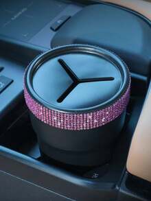 Fashionable Minimalist Rhinestone Car Coin Storage Cup, Multi-Functional Storage Cup, Anti-Slip Design, Convenient For Storing Loose Change, Practical And Convenient - Rhinestone Style - View 8