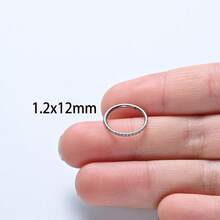 1 Piece Exquisite Stainless Steel Inlaid With Shiny Zirconia Nose Ring, 18K Gold Plated, Closed Hinge Cartilage Spiral Earrings Lip, - Silver - View 11