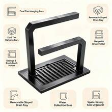 Dish Cloth Drying Rack, Multifunctional Storage Organizer With Drip Tray, Sponge Holder And Brush Stand, Space-Saving Countertop Storage For Dish Cloths, Cleaning Brushes, Cleaning Tools, Suitable For Kitchen, Laundry Room, Bathroom And Sink Area - Dish Drying Rack - View 4