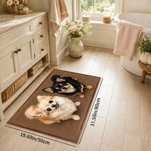 1pc Chihuahua Puppy Pattern Printed Faux Cashmere Kitchen Mat, Absorbent Kitchen Rug, Long Runner Mat, Sink Front Mat, Suitable For Kitchen, Bathroom, Entryway, Hallway, Laundry Room And Home Decor - Multicolor - View 12