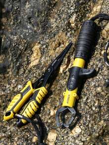 Outdoor Fishing Pliers & Fish Grip Set, Line Cutter, Ring Opener, Plastic Fish Grip, Stainless Steel Fishing Pliers With Rope And Oxford Bag - Yellow - View 1