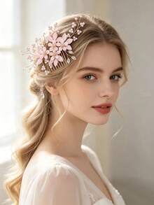 1pc Women's Luxury Pearl Crystal Rhinestone Heavy Work Hair Comb Bridal Updo Hair Accessory - 63325 - View 1