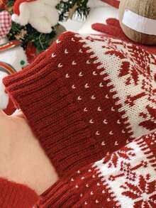 1 Pair Random Women Fair Isle Knit Leg Warmers, Christmas Snowflake Reindeer Pattern Fall Winter Warm Leg Covers - Multicolor - View 4