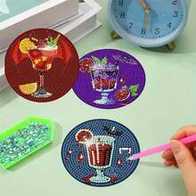 8pcs/Set Diamond Painting Coaster Set Halloween Pattern Coasters (With Stand) - Home Decor DIY Diamond Art Craft Kit For Beginners, Diamond Craft Supplies, Artificial Diamond Art Craft Supplies Gift - Beautiful Pattern - View 8