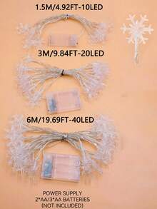 1pc 1.5/3/6m Indoor Decoration Snowflake Light String,Battery Power Supply,Christmas Room Decor, Bedroom Decor, Wall Decor And Desktop Decor Snowflake Light String,Christmas Party, Christmas Tree Decoration Light String,Winter Decor Snowflake Lights - Snowflake - View 11