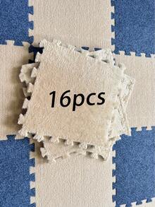 16-Piece Household Solid Color Splicing Mat, Decorative Bedroom Puzzle, Thickened Foam Floor Carpet Mat, Plush, Customizable Solid Color Splicing Mat.Bedrooms, Living Rooms, Cloakrooms, Rental Home Decoration, Front Adhesive Decoration, Bedside Adhesive, Sticker, Fabric Patch, Floor Protection, Mattress, Holiday Decoration - Multi-color - View 10