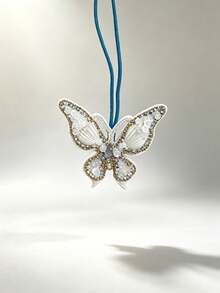 1pc Handmade Beaded Butterfly Bag Charm, Elegant Minimalist Accessory - White - View 12