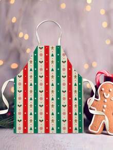 1PC Christmas Pattern Single-Sided Printed Apron, Unisex Home Kitchen Halter Tie Apron, Home Decor Kitchen Cooking Anti-Stain Apron - Multicolor - View 5