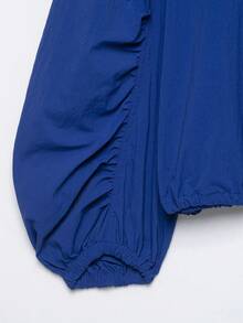 Mellowy Autumn New Women's European & American Style Fashion Minimalist Versatile Tech Fabric Button Jacket - Blue - View 8