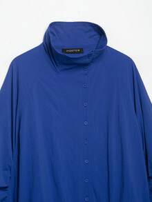 Mellowy Autumn New Women's European & American Style Fashion Minimalist Versatile Tech Fabric Button Jacket - Blue - View 7