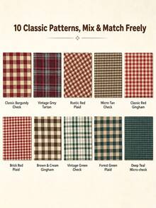 10/20pcs Striped Plaid Fabric Set, Pre-Cut Fabric, Vibrant Classic Plaid Combination, High-Quality Colored Yarn-Dyed Plaid Fabric, Suitable For DIY Sewing, DIY Crafts, Home Decor, Patchwork And Embroidery Crafts. Multi-Functional Fabric - Multicolor - View 7