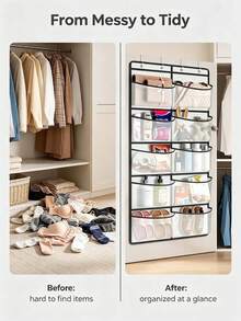 Over-The-Door Hanging Storage Organizer, Can Hang And Store Miscellaneous Items, Suitable For Shoes, Underwear And Clothing Organization, Fit For Living Room, Wardrobe And Other Spaces, Home Decor Wardrobe Storage Organizer - Multicolor - View 3