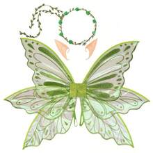 Adult & Fairy Wings Set, Includes Flower Crown, Fairy Hair Accessories With Sequins, Magic Wand And Elf Ears Organza Butterfly Wings Halloween - A - View 8