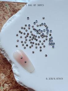 30pcs Nail Art Studs, Spiral Flower Round Square Rectangular Rivet Decorations, Minimalist Versatile All-Match Accessories - Multicolor - View 21