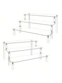 1pc Acrylic Tiered Display Stand, 3-Layer Trapezoid Display Rack, Home Storage And Display Shelf, Suitable For Jewelry, Cosmetics, Transparent Multi-Layer Storage Display Rack, Cake Stand, Perfume Rack - Multicolor - View 1