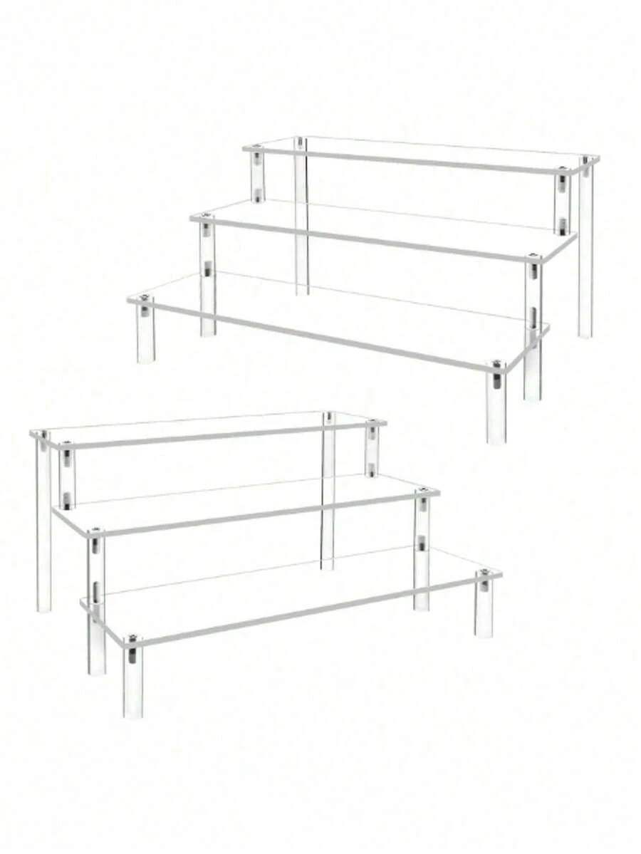 1pc Acrylic Tiered Display Stand, 3-Layer Trapezoid Display Rack, Home Storage And Display Shelf, Suitable For Jewelry, Cosmetics, Transparent Multi-Layer Storage Display Rack, Cake Stand, Perfume Rack - Multicolor - View 1