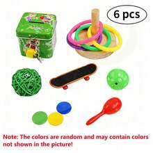15/10/6pcs Parrot Toy Set, Bird Training & Foraging Toys, Colorful Chewing & Enrichment Toys For Parakeets, Cockatiels & Lovebirds, Interactive Bird Cage Accessories With Basketball, Skateboard & Foraging Box - A+B - View 9