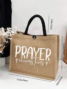女款時尚「Prayer」字母印花手提包，拉鍊手拿包收納袋，多功能女包，手提包與化妝包套組，適合婚禮、生日、海灘與假期，送給家人與朋友的禮物。中性款，適用日常使用、開學、旅行、通勤、商務、學生、野餐、露營、超市、日常收納 - 彩色 - 查看 11