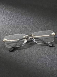 1 Pair Unisex Fashion High-End Minimalist Elegant Sexy Rimless Square Clear Lens Glasses - Clear - View 1