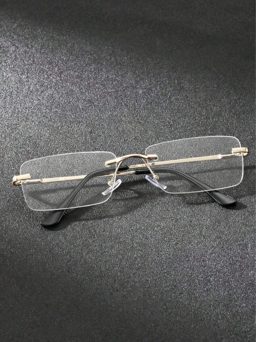 1 Pair Unisex Fashion High-End Minimalist Elegant Sexy Rimless Square Clear Lens Glasses - Clear - View 1