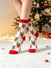 Set 10 Pasang Kaos Kaki Liburan Natal, Pohon Natal, Rusa Kutub, Kaos Kaki Kartun Santa Claus Setinggi Betis, Kaos Kaki Hadiah Liburan Meriah dan Serbaguna untuk Musim Gugur/Dingin - MultiWarna - View 6