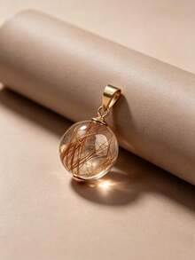 [VE]1pc High-Quality Career Protection Stone Copper Rutilated Quartz Round Bead, Natural Full Copper Smooth Hair Rutilated Quartz For Career Success, Guaranteed Authentic Natural Crystal, Supports Re-Inspection. Suitable For Self/Best Friend/Girlfriend/Friend/Mom, All Occasions. Jewelry Color Random (Chain Not Included) - Copper Rutilated Quartz - [Career] - View 4