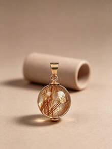 [VE]1pc High-Quality Career Protection Stone Copper Rutilated Quartz Round Bead, Natural Full Copper Smooth Hair Rutilated Quartz For Career Success, Guaranteed Authentic Natural Crystal, Supports Re-Inspection. Suitable For Self/Best Friend/Girlfriend/Friend/Mom, All Occasions. Jewelry Color Random (Chain Not Included) - Copper Rutilated Quartz - [Career] - View 9