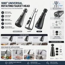 1080° Rotating Faucet Aerator, 3 Modes Kitchen Sink Sprayer Head With Pause & Spray, Anti-Splash Universal Faucet Extender, High Pressure Water Saving Nozzle For Kitchen/Bathroom, Easy Install With Brass Adapter - 1080° Rotating Faucet Aerator - View 5
