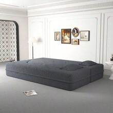 Modern Floor Sofa With 2 Pillows Convertible Teddy Fabric FoamFilled Sleeper Sofa Bed 15" Full Size Folding Mattress For Living Room Guest Bed Playroom No Assembly Required Grey Old Sku:W1885P230385 - Gris - Ver 5