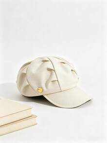 1pc Women's Beret Hat, Cute Vintage French Newsboy Cap, Pleated Design, Casual Adjustable, Warm & Windproof, Versatile Accessory, Suitable For Daily Wear, Autumn/Winter - Style 1 - View 7