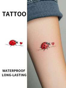 1pc Waterproof Temporary Tattoo Sticker, Seven-Spot Ladybug Design, Her Gift, Suitable For Arm, Leg, Body Art - Multicolor - View 2