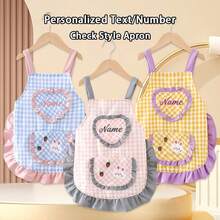 Personalized Mini Apron With Name/Number & Plaid Style - Ruffled Pocket Suitable For Baking, Birthday Party Costume, Durable Polyester Apron For/, Ideal Gift For Home, Baking Gifts - Multicolor - View 5