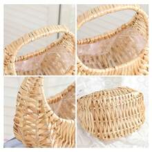 Handwoven Pearl Princess Flower Basket, Rattan Woven Storage Basket, Handheld Flower Basket, Handmade Flower Basket, Home & Wedding Decor - Multicolor - View 11