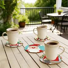 Best-Selling Christmas Style 8PCS Printed Pattern Design PET Non-Slip Coasters, Home Kitchen Decor Accessories, Suitable For Various Holiday Gatherings, Party Gifts, Christmas, Christmas Decoration - PET Coaster LDX2667 - View 7