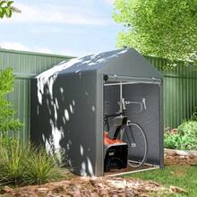 Garden Shed, Storage Tent, Robust & Weatherproof, Steel Frame, 1.2x1.8x1.6m, Dark Grey - Dark Grey - View 2