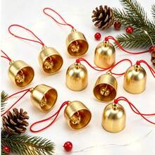 10pcs Metal Bell Wind Chime Christmas Bell Hanging Decor Accessories DIY Holiday Decoration Copper Small Bell Doorbell Loud Sound - Multiple Styles - View 10
