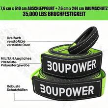 GOCAPTAIN 10T Offroad Bergungsset für LKW & Geländewagen – Schwerlast Snatch Block Umlenkrolle, 3" x 8' Tree Saver Gurt, 2 D-Ring Schäkel, Winch Zubehör, Aufbewahrungstasche – Robustes Recovery Kit - Grün mit 20-Fuß-Abschleppseil - Übersicht 5