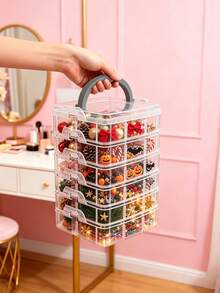Storage Box With Lid And Handle; Used For Storing Holiday Decorations, Jewelry, Sewing Supplies, Jewelry Making Accessories And Hardware Accessories; Office Supplies Organizer Box; Gift For Craft Enthusiasts; Valentine's Day, Christmas Or Halloween Gift - Multicolor - View 2