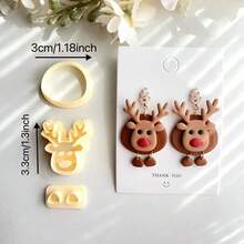 Christmas Tree Clay Cutter, Reindeer Winter Snowflake Polymer Clay Cutter Set, DIY Jewelry Making Kit, Synthetic Resin, Handmade Tools, Art Clay Molds, DIY Jewelry Making Supplies - Yellow - View 5